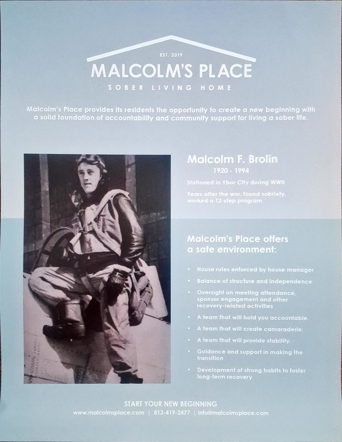 Malcolm's Place flyer - Malcolm F. Brolin